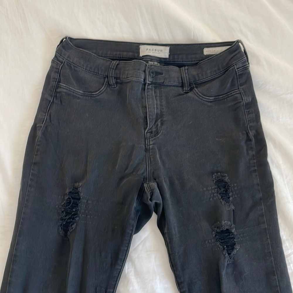 PACSUN Black Distressed Jeggings Ankle Super stretch